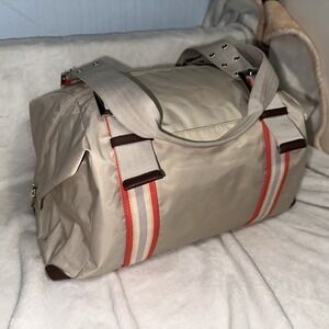 Vintage New York & Company Tan Nylon Satchel - Y2K Sporty stripedTote-travel bag